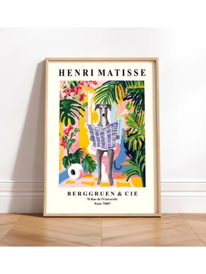 Ninastore Tuvaletteki Tazı Sanatı - Matisse Tarzı Banyo Baskısı