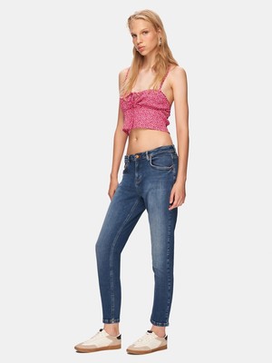 LTB Elıana Dar Paça Orta Bel Mid Indigo Jean Pantolon