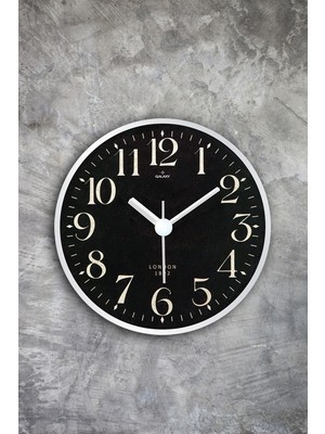 Muyika Design Kiely Mıknatıslı Siyah Buzdolabı Saati 11 cm Metal Yuvarlak Tasarım
