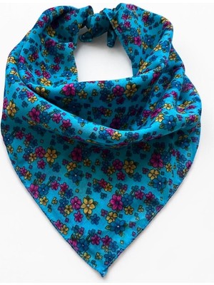 ALS Tasarım Dünyası  Mavi Küçük Çiçek Desenli %100 Koton Bandana