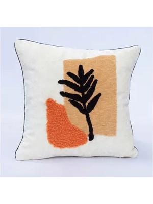 Rolivs Sessiz Yaprak Dekoratif Kırlent Kılıfı 47X47 cm Fermuarlı Yıkanabilir (NK1590)