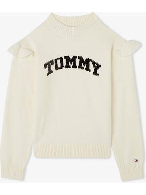 Tommy Hilfiger Tommy Flip Flop Sequins Çocuk Krem Kazak