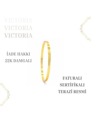 Victoria 6 gr Yatırımlık Altın 3 mm Kibrit Çöpü Bilezik  Sertifikali– 22 Ayar Damgalı– Faturalı– Iade Hakkı