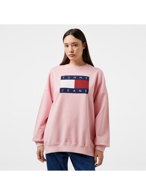 Tommy Hilfiger Tommy Jeans Kadın Pembe Sweatshirt