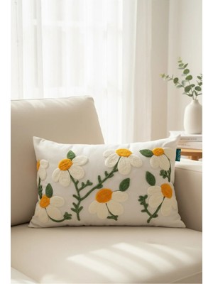 Rolivs Papatya Punch Dekoratif Kırlent Kılıfı 30X50 cm Fermuarlı Yıkanabilir (NK2669)