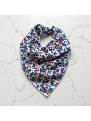 ALS Tasarım Dünyası Beyaz Renk Küçük Çiçek Desenli %100 Koton Bandana
