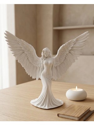 Die Grup  Estetik Melek Kadın Figürlü 3D Dekoratif Biblo Modern Salon Dekoru