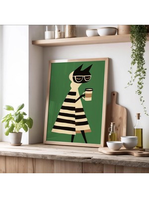 Ninastore Siyam Kedisi Kahve Baskısı - Komik Kedi Sanatı - Kedi Severler Için Hediye - Orta Çağ Modern Kedi