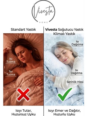 Vivesta Home Klimalı Serinletici Yastık 50x70 Terletmeyen Soğutucu Yazlık Yastık Nefes Alabilen Anti Terleme Uyku Yastığı
