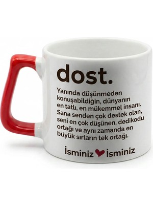 Desene Bak Dosta Hediye Dost Yazılı Baskılı Seramik Hediye Kupa Bardak
