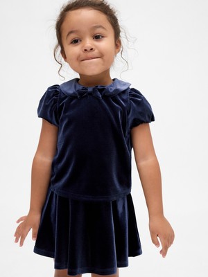Gap Kız Bebek Lacivert Kadife Fiyonk Outfit Set