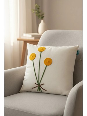Rolivs Bloom Dekoratif Kırlent Kılıfı 47X47 cm Fermuarlı Yıkanabilir (2621)