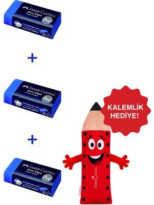 Faber-Castell Sınav Silgisi, Dust‑free, 3'lü Set, Yumuşak Kenar, Kompakt Form,kalemlik Hediyeli