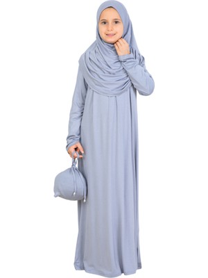 Modish Group Kız Çocuk Namaz Elbisesi – Yumuşak Viskon Giyim Abaya & Hijab + Çanta Seti