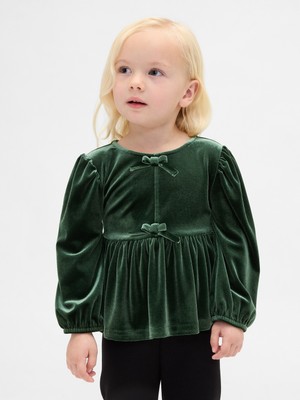 Gap Kız Bebek Yeşil Kadife Fiyonk T-Shirt
