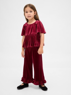 Gap Kız Bebek Kırmızı Kadife Fırfırlı Outfit Set