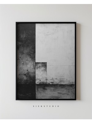 Ninastore Tek Renkli Geometrik Soyut Sanat Siyah Beyaz Minimalist Duvar Baskısı Modern Nötr Form Çağdaş