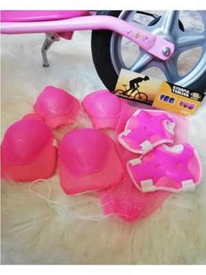 Aesco Kız Çocuk Bisiklet Scooter Dizlik Dirseklik Korucu Eldiven Bisiklet Scooter Koruyucu Set Ekipman, Pembe