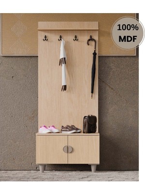 Flances Ladin Mdf Ayaklı Tasarım Askılıklı Portmanto Ayakkabılık