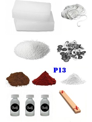OEM P13 Mum Yapım Başlangıç Seti 1kg Parafin 3 Esans 3 Boya Fitiller Stearin Evde Mum Yapımı