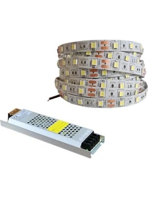 Calperia 12V 5 Amper 60 Watt LED Trafo ile 5 Metre Şerit LED Aydınlatma
