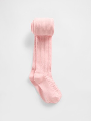 Gap Kız Çocuk Pembe Cable Örgü Külotlu Çorap