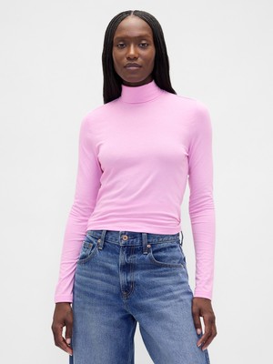 Gap Kadın Pembe Featherweight Turtleneck T-Shirt