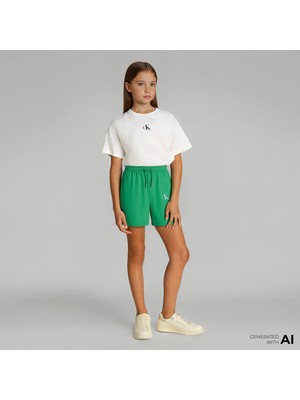 Calvin Klein Monogram Relaxed Çocuk Yeşil Şort