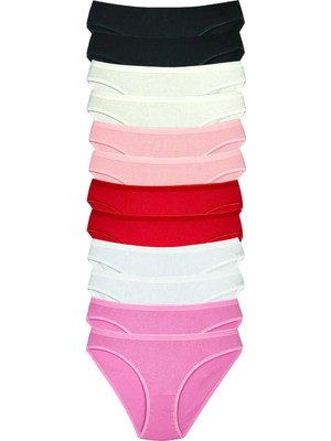 Zenvia 12 Adet Fitilli Pamuklu Kadın Kaşkorse Bikini Külot