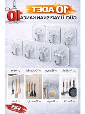 Aesco 10’lu Banyo Rafı Yapışkanı – Delmeden Şampuanlık ve Banyo Köşelik Montaj Aparatı | Güçlü Yapışkan Duvar Raf Sabitleme Aparatı