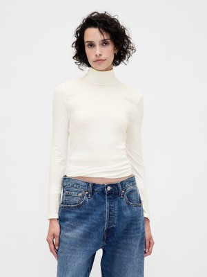 Gap Kadın Beyaz Featherweight Turtleneck T-Shirt