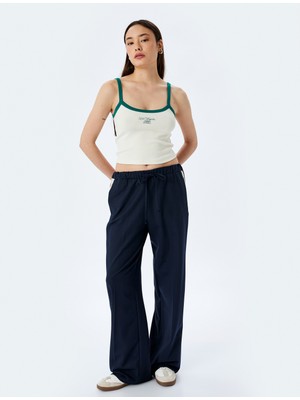 Koton Ince Askılı Biyeli Slim Fit Crop Baskılı Atlet