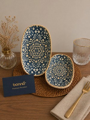 Bonna 2'li Küçük Oval Meze / Tadım / Servis Tabağı Alhambra Gourmet Oval Plate 15*8.5 cm 95 cc