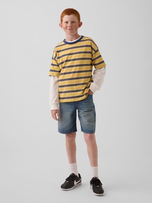 Gap Erkek Çocuk Mavi Ultrasoft '90S Loose Easy Denim Şort