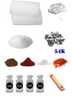 OEM 54K Mum Yapım Başlangıç Seti 500GR Parafin Kavanoz 4 Esans 4 Boya Fitiller Stearin Evde Mum Yapımı