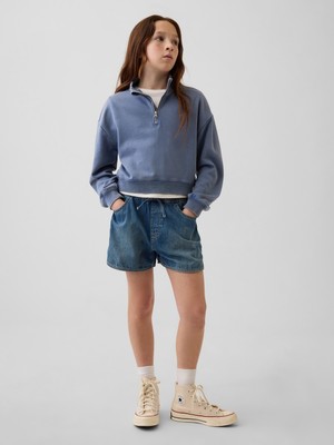 Gap Kız Çocuk Mavi High Rise Denim Easy Dolphin Şort