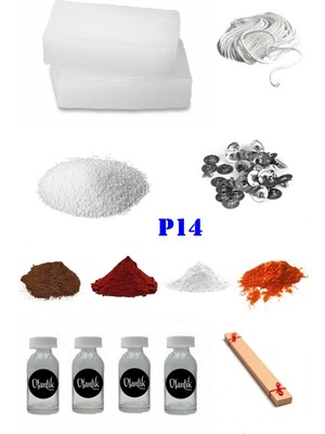 OEM P14 Mum Yapım Başlangıç Seti 1kg Parafin 4 Esans 4 Boya Fitiller Stearin Evde Mum Yapımı