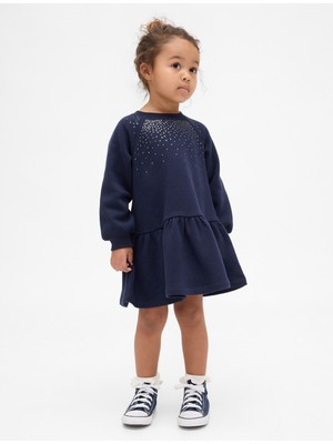 Gap Kız Bebek Lacivert Sweatshirt Elbise