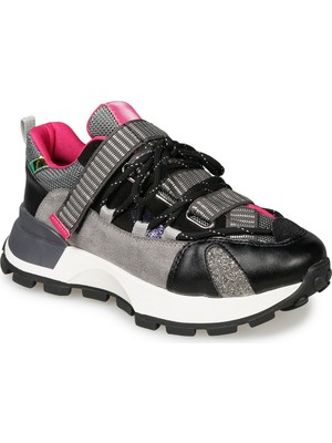 Zeytuk Siyah Sneakers Deri-Tekstil Kadın Ayakkabı