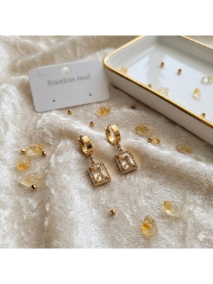 ZNK Takı Ve Aksesuar Çelik Gold Baget Küpe