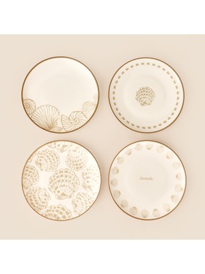 Evidea Kitchen Corin 4'lü Pasta Tabağı Seti - Bej / Krem