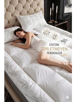 Bambu Yatak Pedi Topper | %100 Doğal Dolgu | Otel Konforu | Terletmez | Ortopedik Destek | Lastikli