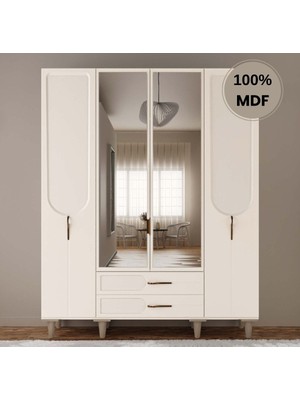Flances Açelya 4 Kapak Mdf Ayaklı Tasarım Gardırop