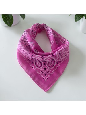 ALS Tasarım Dünyası Pembe Renk  Desenli %100 Koton Bandana