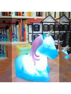 Sylar Dekoratif Unicorn Renk Değiştiren Pilli LED Gece Lambası (Mavi)