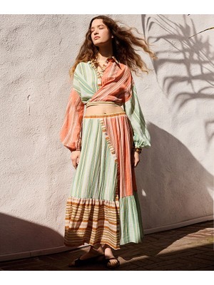 İpekyol Çizgili Colorblock Etek IS1260004112019