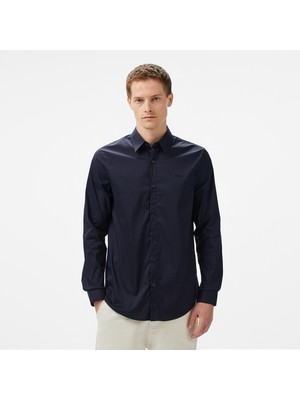 Guess Ls Sunset Org Polyetch Poplin Erkek Lacivert Gömlek