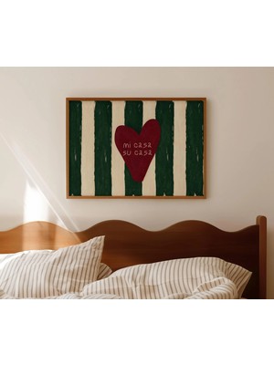 Ninastore "mi Casa Su Casa" Yazılı Baskı - Yatak Üstü Yatay Yağlı Boya Duvar Sanatı - Elle Çizilmiş Orta Çağ