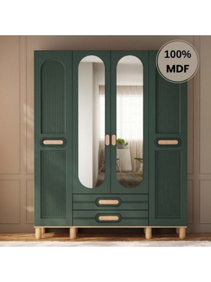 Flances Brgonya 4 Kapak Mdf Ayaklı Tasarım Gardırop