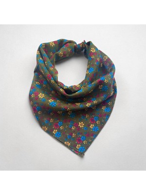 ALS Tasarım Dünyası Yeşil Küçük Çiçek Desenli %100 Koton Bandana